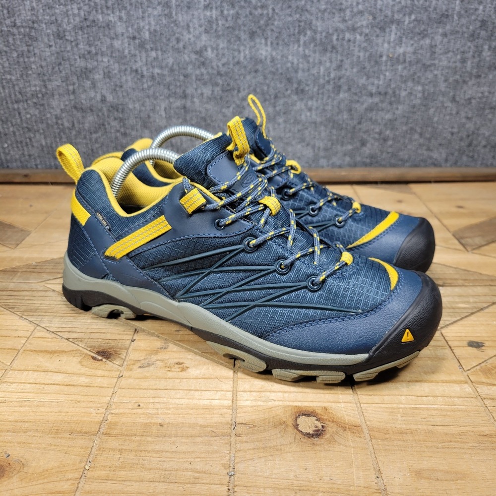 KEEN Marshall WP Men's Size 9 Blue Yellow Waterproof Low Hiking Shoes Trail EUC
